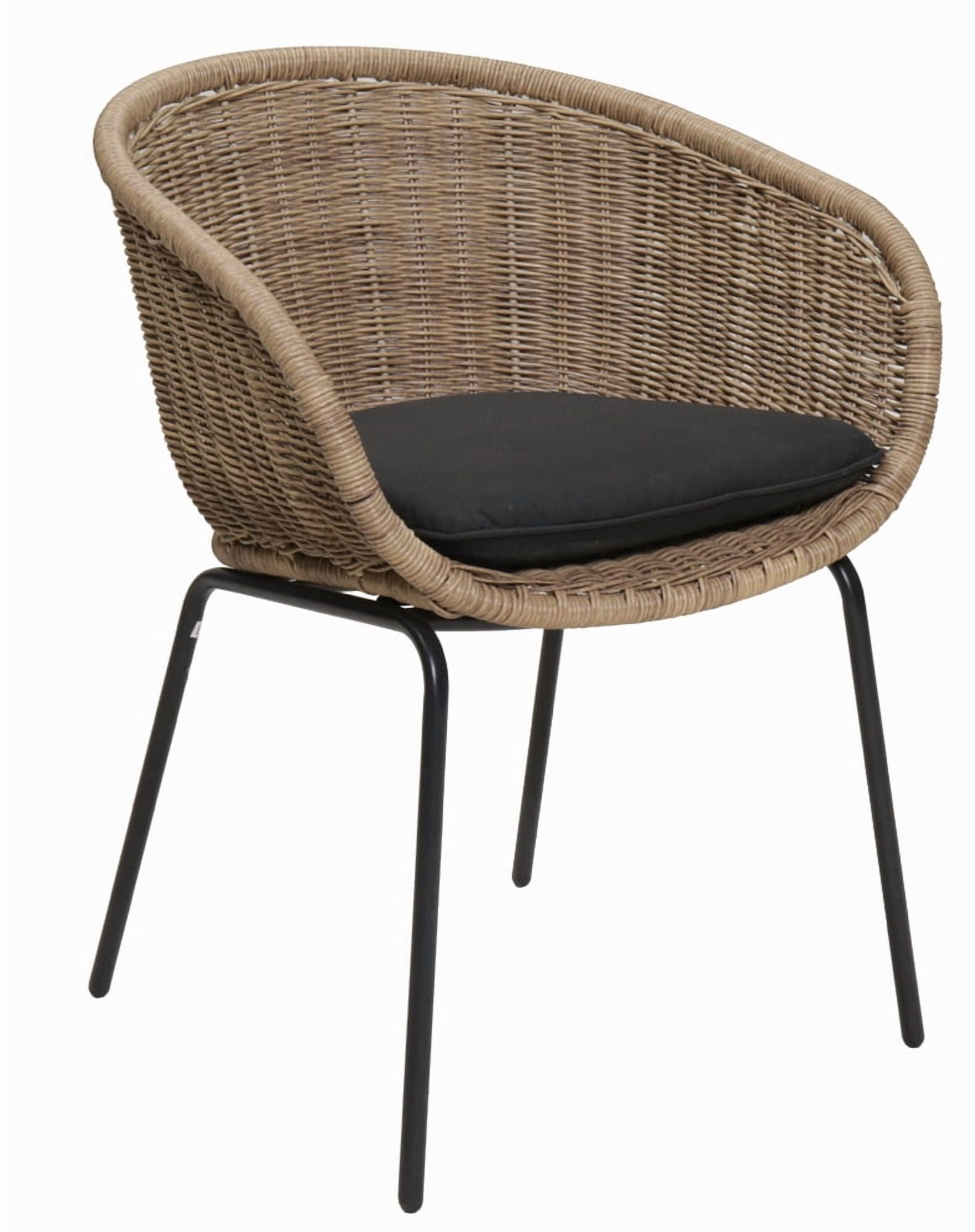 Outdoor Wicker Dining Chair, 2 Pack Weather Resistant Cushioned Chair for Patio Garden, Yellow