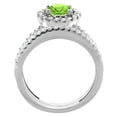 thumbnail image 2 of 10K White Gold Natural Peridot Round 6mm 2-Piece Engagement Ring Set Floating Halo Diamond, size 9.5, 2 of 4