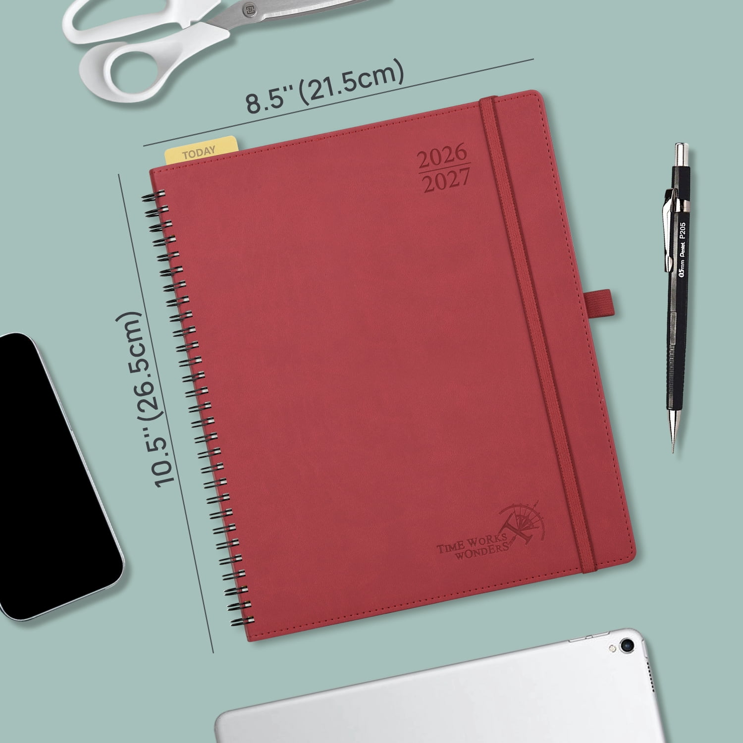 POPRUN Planner 2026-2027, 8.5" x 10.5", Academic Weekly and Monthly Planner (Jul.26-Jun.27) Appointment Book with Hourly Schedule, Inner Pocket, Spiral Leather Cover, 100GSM Paper - Black
