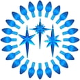 thumbnail image 1 of KonohaELF Bombillas de repuesto para árbol de Navidad de cerámica, color azul Klein, clavijas de plástico de torsión media, adornos para árbol de cerámica (87 bombillas y 3 estrellas superiores), 1 of 7