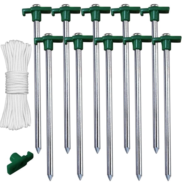 Estacas para Carpa ABCCANOPY 38 cm 10 Piezas Metal Verde Antioxidante