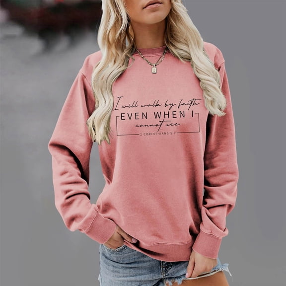 CUZIBR Womens Sweatshirt Letter Print Crewneck Sweatshirt Long Sleeve Pullover Casual Graphic Tops Comfortable Tunic Loose Fit Fall Winter Clothes,Pink