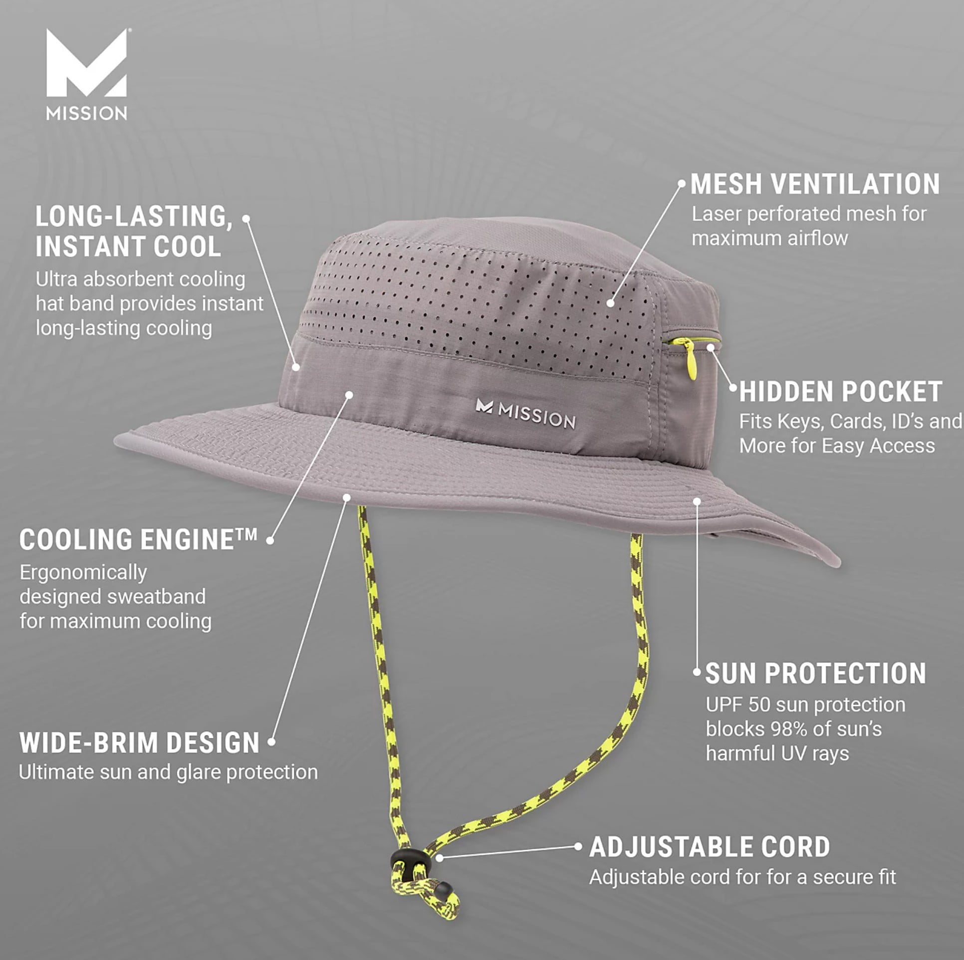 MISSION Unisex Cooling Anywhere Hydroactive Boonie Hat Wide-Brim Hat, Navy