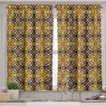 thumbnail image 2 of Ambesonne Mosaic Valance & Curtain, Oriental Flower Tiles Motif, 55"x30", Mustard and Dark Indigo, 2 of 7