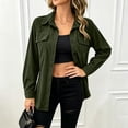 thumbnail image 4 of Atogsazn Women's Button Down Shacket Jacket Casual Ribbed Corduroy Long Sleeve Oversized Shirt Fall Winter Tops Army Green M Fashion, 4 of 7