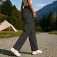 thumbnail image 6 of Mifsaly High Waisted Cargo Pants Women Lightweight Straight Leg Hiking Pant with Multi Pockets Lightweight Casual Relaxed Fit Outdoor Outfits Gray,M, 6 of 7