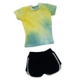 thumbnail image 3 of 1/6 camisa de manga corta informal con pantalones cortos de verano, tops de verano que corren pantalones cortos para figuras de mujer de 12 pulgadas amarillo, 3 of 8