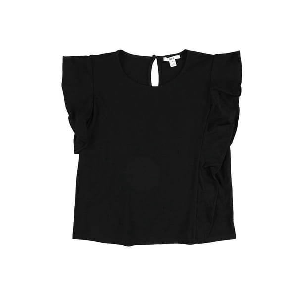 Playera básica con volantes bar III para mujer negro extra pequeña