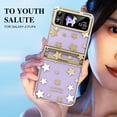 thumbnail image 4 of ELEHOLD Fashion Clear Case for Samsung Galaxy Z Flip 3,Clear Back PC Plating Bumper with Stars for Women Girls Hybrid Shockproof Full Body Hinge Protective Case for Samsung Galaxy Z Flip 3,Gold, 4 of 7