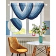 thumbnail image 3 of Blue Ombre Sheer Waterfall Valance Curtains for Window, Farmhouse Vintage Wooden Striped Rod Pocket Sheer Topper Swag Curtains for Living Room, Kitchen 38.5"W x 47.2"L, 2 Panels, 3 of 7