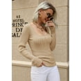 thumbnail image 3 of rrhss Women Sexy Sweaters Low Cut Scoop Neck Bodycon Long Sleeve Pullover Tops, 3 of 6