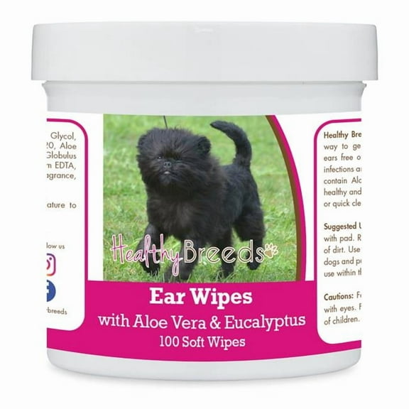Healthy Breeds 192959822847 Affenpinscher Ear Cleaning Wipes with Aloe & Eucalyptus for Dogs - 100 Count