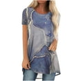 thumbnail image 2 of Hauts d'Été jovatis Tendance pour Femmes, Col Rond, Hauts Amples, Blouse Décontractée à Imprimé, Manches Courtes, 2 of 5