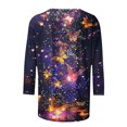 thumbnail image 6 of ZQGJB Cute Butterfly Print Shirts for Women Dressy Casual 3/4 Lenght Sleeve Round Neck Graphic T-Shitrs Top Loose Fit Comfy Tunic Tees Blouse Multicolor#06 L, 6 of 6