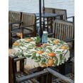 thumbnail image 2 of nqOlkjepod Green Botanical Leaves Outdoor Tablecloth with Umbrella Hole & Zipper, Vintage Orange Summer Linen Round Table Cover 54 Inch, Dining Waterproof Table Cloth Protector for Patio/Party, 2 of 7