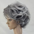 thumbnail image 5 of Cptfadh cpfadh Human Hair Grey Wig Full Woman Curly Fashion Synthetic Hair Short Natural Wig, 5 of 6