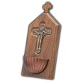 thumbnail image 1 of Fuente de Agua Bendita de Intercesión en Madera Maciza de Nogal, 1 of 7