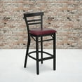 thumbnail image 2 of Flash Furniture 2 Pk. HERCULES Series Black Two-Slat Ladder Back Metal Restaurant Barstool - Burgundy Vinyl Seat, 2 of 8