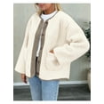thumbnail image 4 of Women'S Winter Coats Long Sleeve Button Up Fuzzy Fleece Jackets Outerwear Fall Fashion Clothes Cream White S, 4 of 9