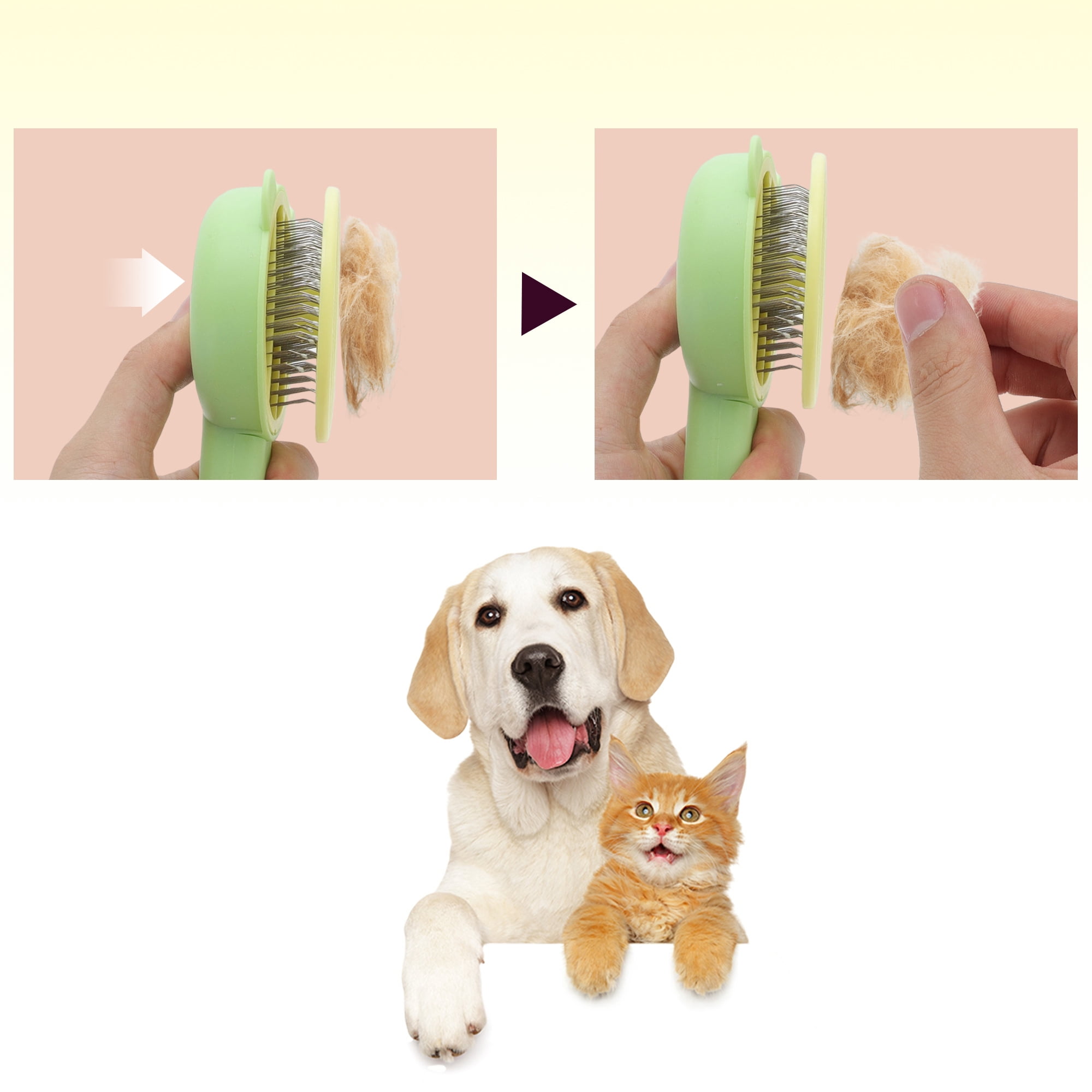 Unique Bargains Grooming Pet Brush for Cats and Dogs 1Pc Yellow Green 7.68 in