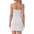 thumbnail image 3 of INSPIRE CHIC Womens Nightgown Spaghetti Strap Sleeveless Ruffle Hem Sleep Dress Pointelle Lingerie Mini Nightshirt L 963 Floral, 3 of 6