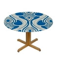 thumbnail image 3 of RUIYC Round Table Cover Table Cloth Cover Geometric Abstract Table Cover for Kitchen Dinning Tabletop Decoration Abstract Blue, 3 of 7