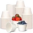 thumbnail image 1 of [200 Pack] 4 Oz White Compostable Disposable Cup - 100% Biodegradable Sugarcane / Bagasse, Paper and Plastic Cup Alternative, Eco Friendly Hot or Cold Food and Condiments Containers, Microwave Safe, 1 of 7