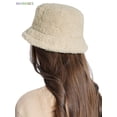 thumbnail image 3 of BadPiggies Women Winter Bucket Hat Adjustable Vintage Cloche Hats Warm Faux Fur Wool Outdoor Fisherman Cap (Beige), 3 of 6