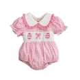 thumbnail image 2 of CAIXIA Girl Dress Easter Bunny Baby Baby Girl Easter Outfit Infant Bunny Smocked Bubble Romper Newborn Floral Print Bodysuit Toddler Summer Clothes, 2 of 7