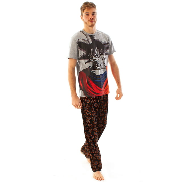 Dragon Ball Z Mens Grey Goku Short Sleeve Long Leg Pyjama Set (X-Large)