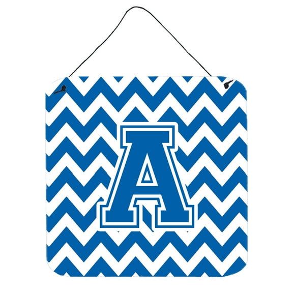 Letter A Chevron Blue and White Wall or Door Hanging Prints