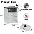thumbnail image 5 of FANRAL Wood Nightstand with Charging Station for Bedroom,Farmhouse End Side Table with 2 Drawers for Living Room,White Nightstand, 5 of 6