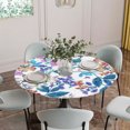 thumbnail image 5 of Spring Floral Round Tablecloth for 55-60 Inch Tables,Fitted Table Cover with Elastic Edge,Watercolor Colorful Summer Botanical Waterproof Outdoor Table Cloth Protector for Patio Garden Dinner Picnic, 5 of 9