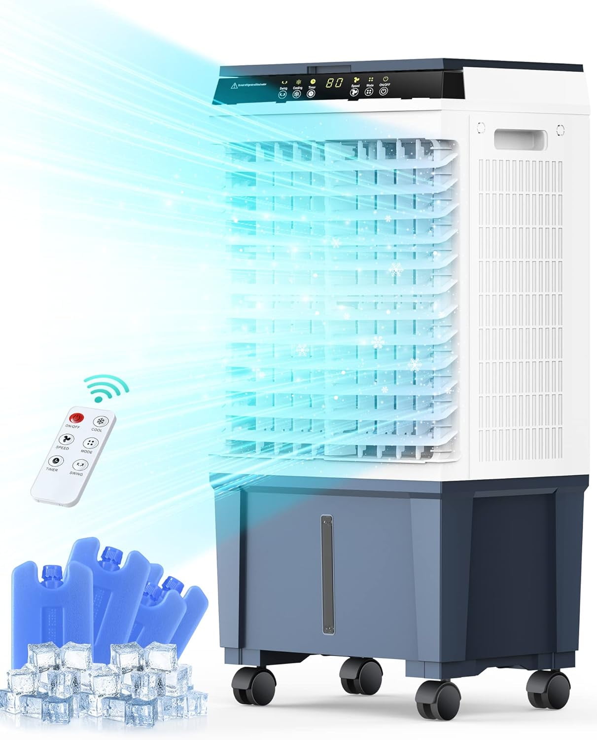 Nordic Hygge 1800 CFM 3 Speed Portable Evaporative Air Cooler Fan Humidifier Indoor/Outdoor up to 1000 Sq. Ft., White