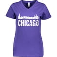 thumbnail image 3 of Inktastic Chicago Skyline Grunge Women's V-Neck T-Shirt, 3 of 5
