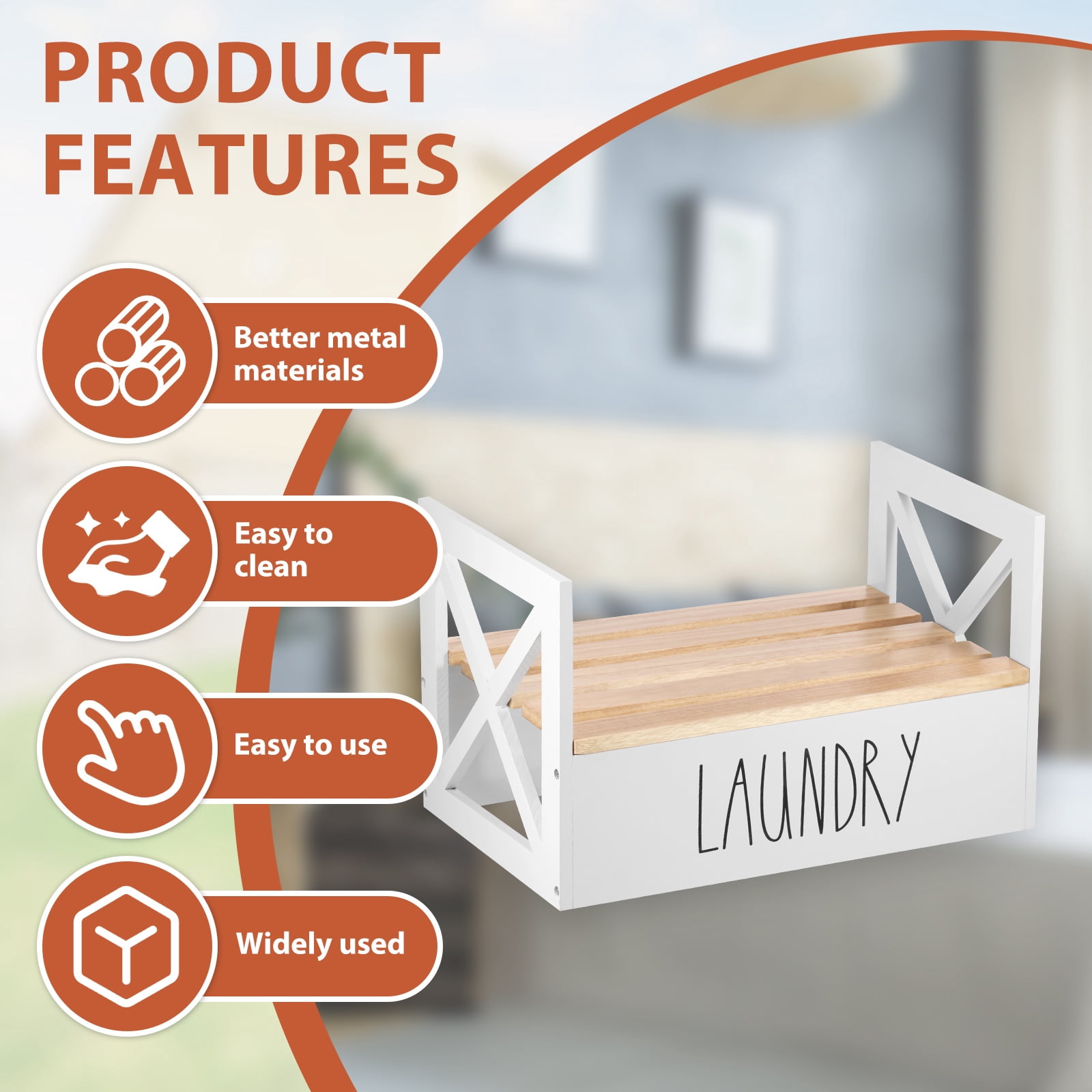LINFANG Wooden Laundry Detergent Holder Easy Assembly Liquid Soap Storage Organizer Liquid Detergent Stand for Household Cleaning Supplies