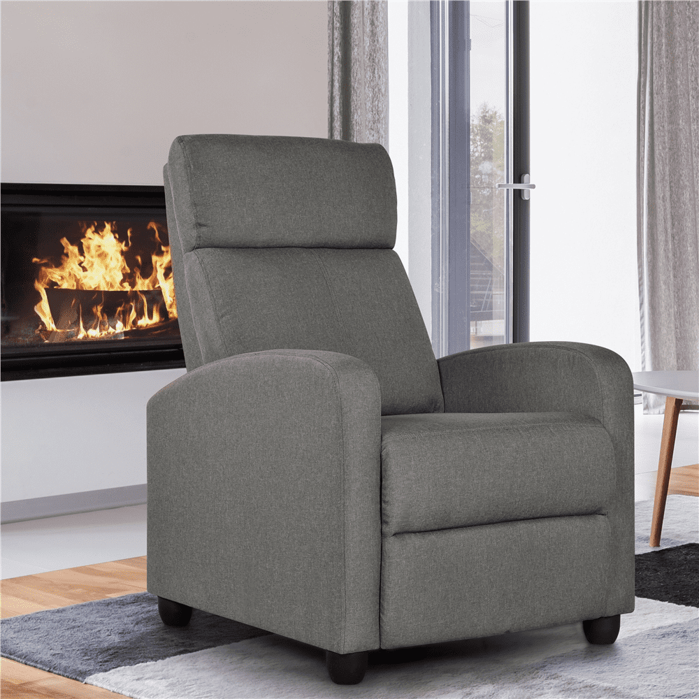 Yaheetech 2pcs Modern Fabric Upholstered Recliner Chair with Pocket Spring for Home,Gray