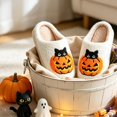 thumbnail image 2 of CLOUJI Cute Fuzzy House Halloween Print Slippers for Women Non- Memory Foam Shoes, 2 of 7