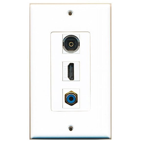 RiteAV - 1 Port HDMI 1 RCA Blue 1 Toslink Wall Plate Decorative