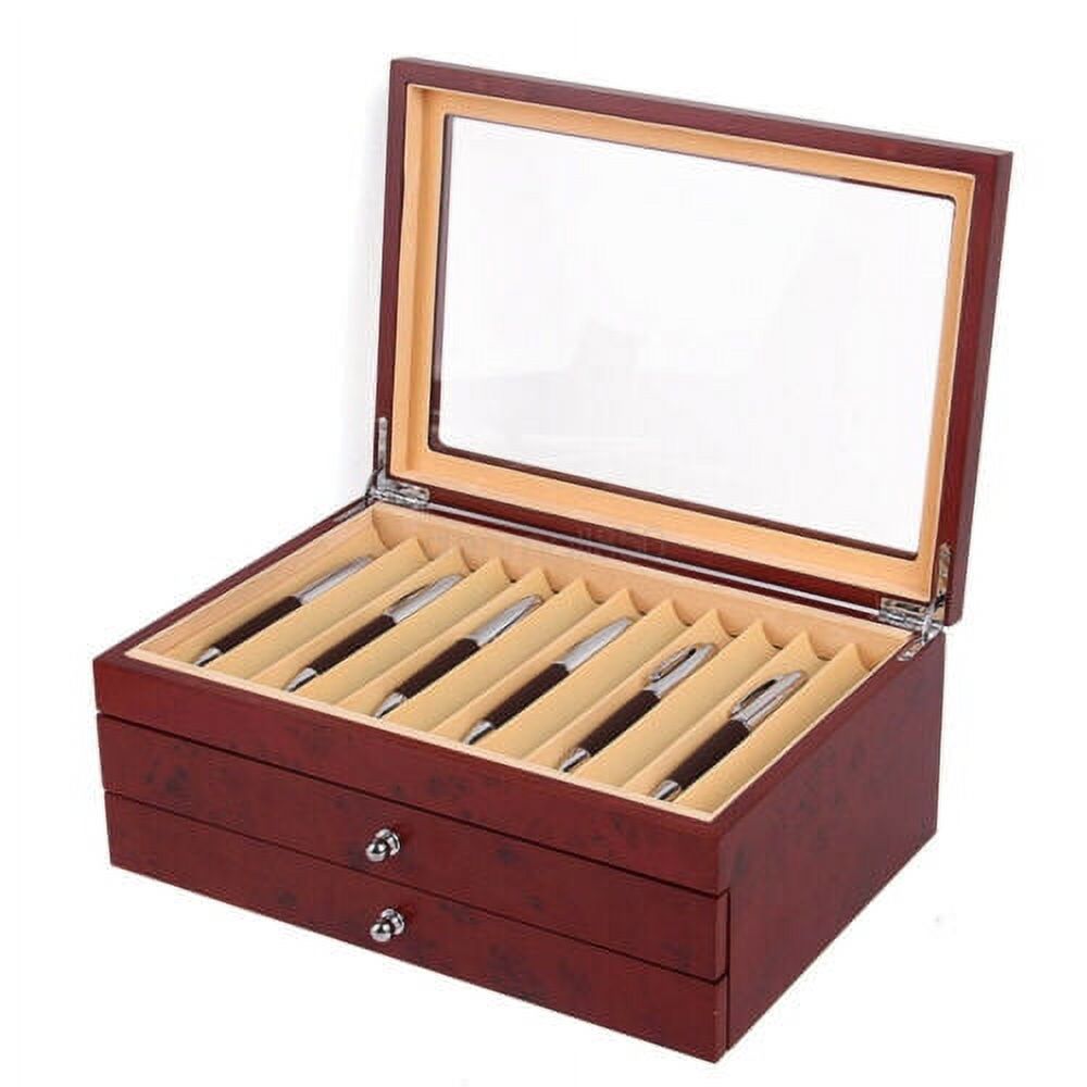3 Layer 34 Slot Fountain Pen Display box wood Collector Storage Organizer Case