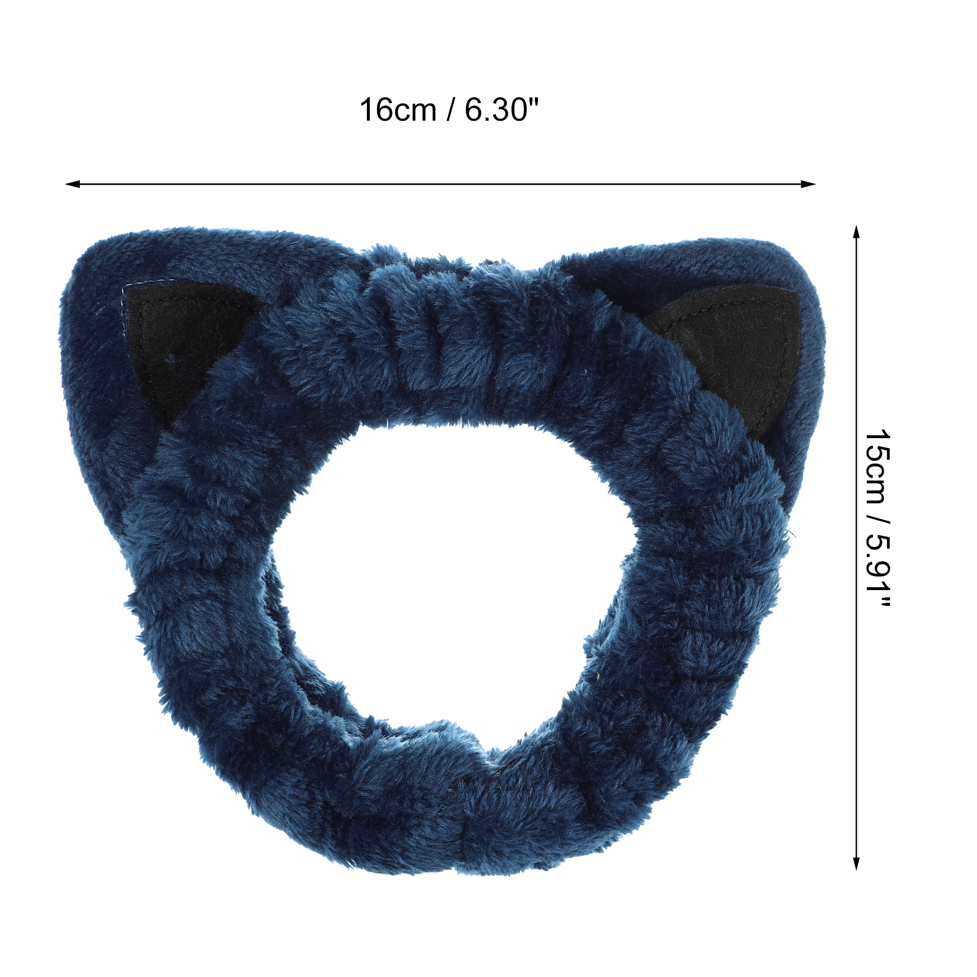 Unique Bargains Fashion Cartoon Cat Ears Headbands for Women 6.30"x5.91" 1 Pc Blue