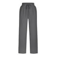 thumbnail image 5 of Womens Casual Linen Pants Straight Leg Drawstring Elastic High Waist Loose Comfy Trousers with Pockets, 5 of 5