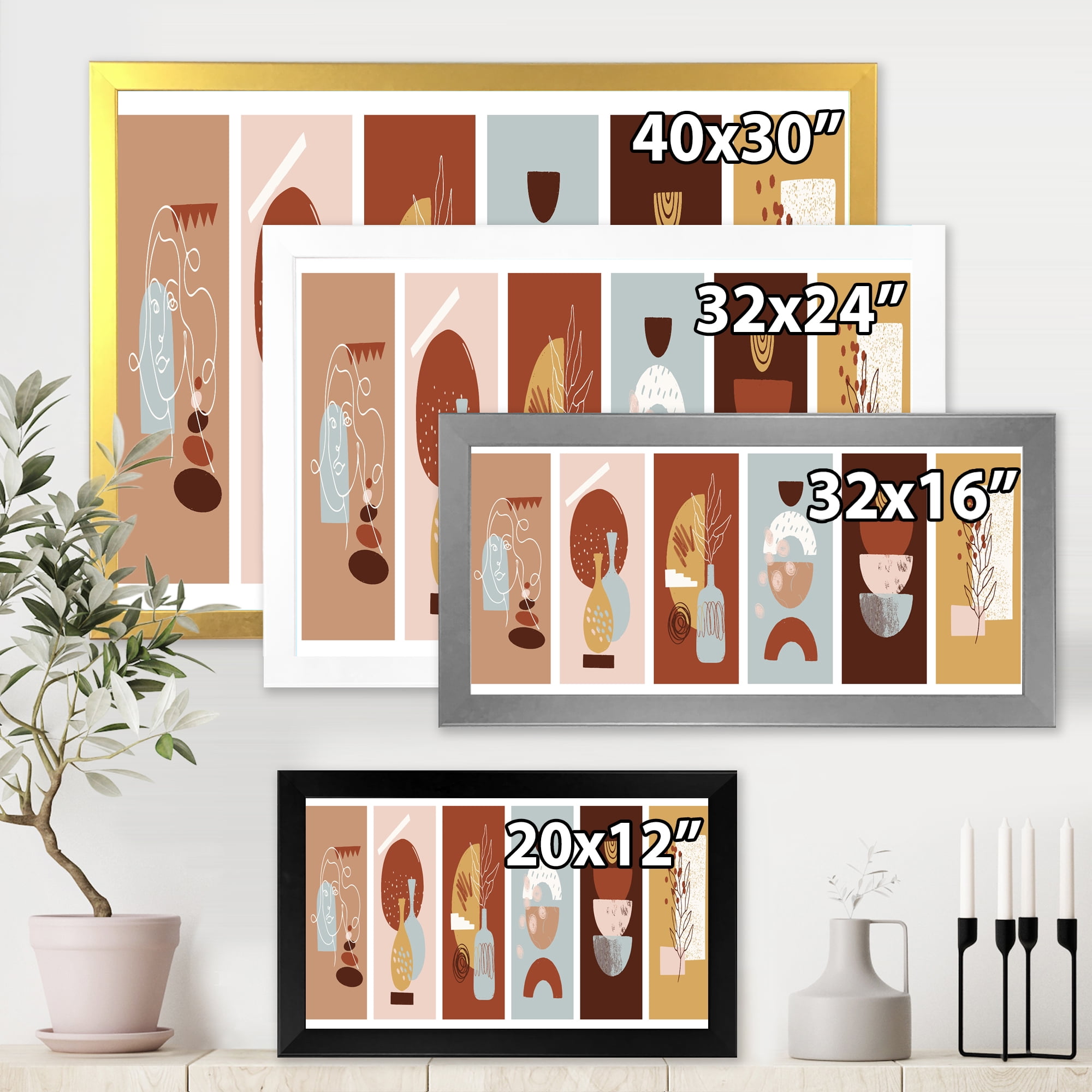 Designart 'Compostion Minimalistic of Organic Shapes V' Modern Framed Art Print