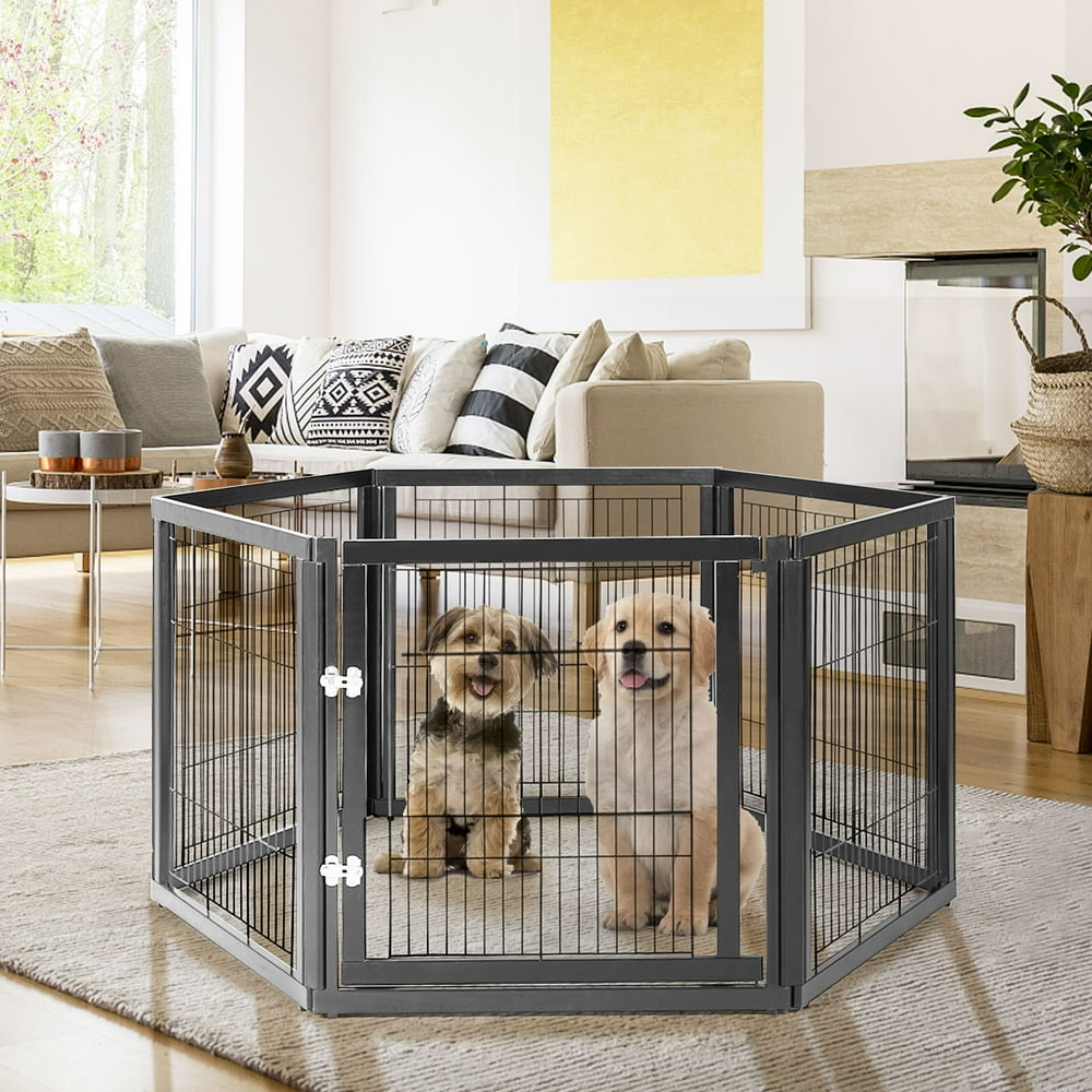 Yoleny Tall Pet Playpen with Pine Wood and Wire, Safety Fence Pen
