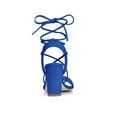 thumbnail image 2 of BLISSFUL STEP Women's Shoes Faux Suede Lace Up Block Heel Slingback Open Toe Sandals Royal Blue 6, 2 of 8
