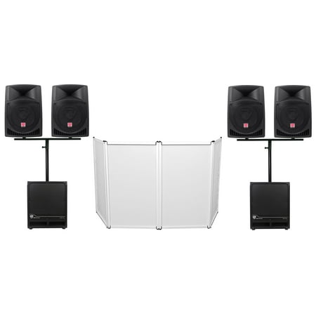Rockville DJ Package w/(4) 12" Active Speakers+(2) 12" Powered Subwoofers+Facade
