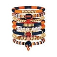 thumbnail image 1 of Pulsera de fútbol de capa apilable brazalete de cristal del corazón de la letra de la amistad pulsera de estiramiento conjunto de pulseras (B E), 1 of 5