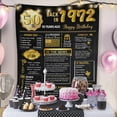thumbnail image 2 of 50th Birthday Gifts for Women Men Blanket Decorations Happy 1972 50 Year Old Gift Wife Mom Husband Dad Cheers to Years Back in Flannel Throw Black 60''x50'', 2 of 5