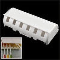 Unique Bargains Plastic 6 Capacity Wall Mount Toothbrush Holder Shelf White w Sticker