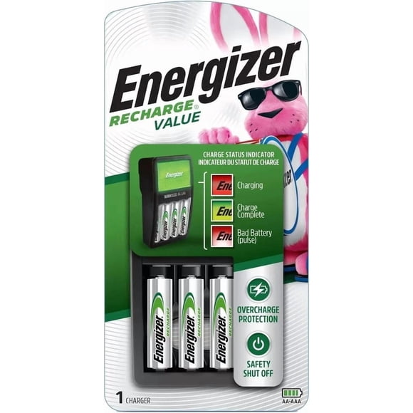 Energizer Rechargeable AA AAA Battery Charger w/ 4 AA NiMH Batteries Included